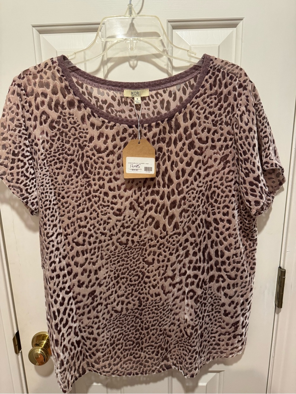 Kori Mauve Leopard Print Short Sleeve Tee